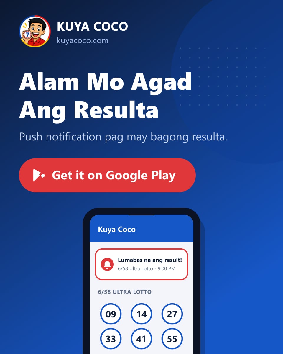 Alam mo agad ang resulta — push notification pag may bagong PCSO draw